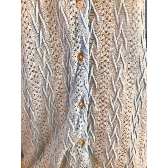 Vintage Millay Cardigan Sweater Light Blue retro 70s long sleeve cardigan sz L - Picture 7 of 9